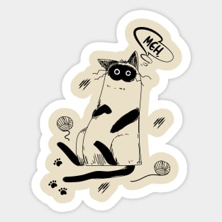 Funny Meh Lazy Cat With Funny Design Sticker